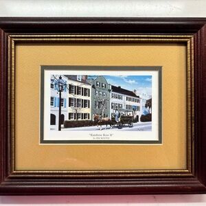 Rainbow Row II Framed Print with Mustard Mat